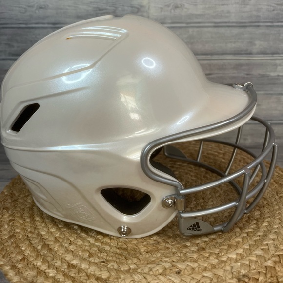 Adidas Destiny Softball Batting Helmet, 6 3/8" To 7 5/8" -White  Beige/Pearl. - Picture 3 of 10